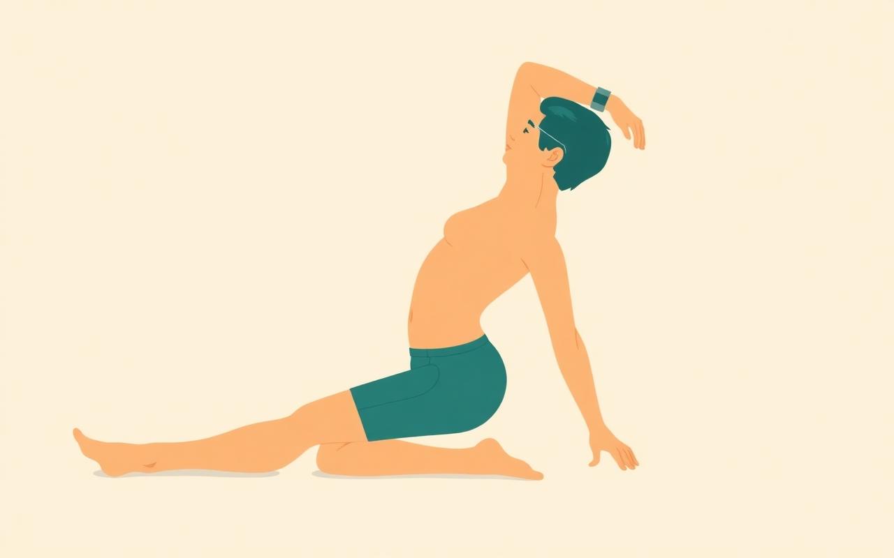 Illustration of a person in a deep hip mobility stretch position
